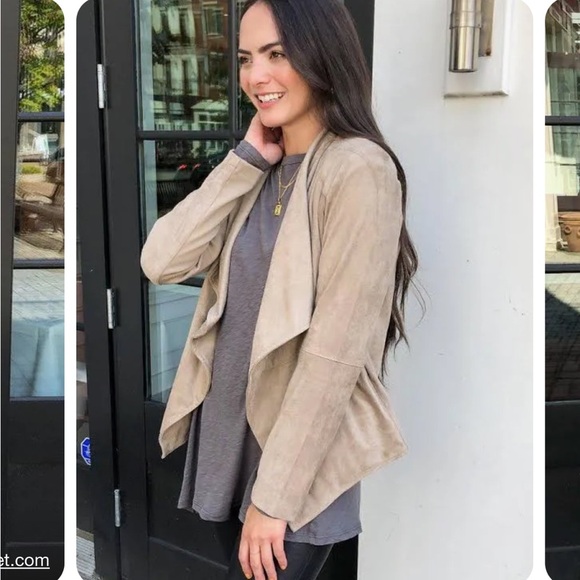 BB Dakota Faux Suede Wade Jacket Taupe Size Medium - Picture 2 of 4